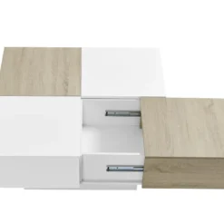 Table Basse Avec 4 Tiroirs En MDF - Naturel Et Blanc Laqué - MAYLON 17 Table Basse Avec 4 Tiroirs En MDF - Naturel Et Blanc Laqué - MAYLON -Pas Cher Mobiliora Magasin table basse 4443657