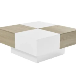 Table Basse Avec 4 Tiroirs En MDF - Naturel Et Blanc Laqué - MAYLON 15 Table Basse Avec 4 Tiroirs En MDF - Naturel Et Blanc Laqué - MAYLON -Pas Cher Mobiliora Magasin table basse 4443659