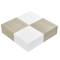 Table Basse Avec 4 Tiroirs En MDF - Naturel Et Blanc Laqué - MAYLON 13 Table Basse Avec 4 Tiroirs En MDF - Naturel Et Blanc Laqué - MAYLON -Pas Cher Mobiliora Magasin table basse 4443671