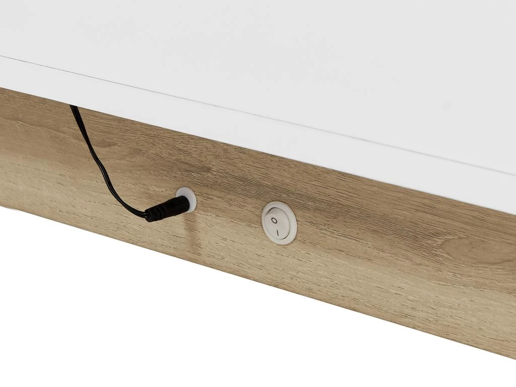Table Basse 2 Portes Et 2 Tiroirs Avec LEDs - MDF - Naturel Et Blanc Laqué - QUINCY 11 Table Basse 2 Portes Et 2 Tiroirs Avec LEDs - MDF - Naturel Et Blanc Laqué - QUINCY – Image 9