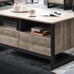 Table Basse LAONILE - 2 Tiroirs Et 2 Niches - Noyer Et Anthracite 11 Table Basse LAONILE - 2 Tiroirs Et 2 Niches - Noyer Et Anthracite -Pas Cher Mobiliora Magasin table basse 477589