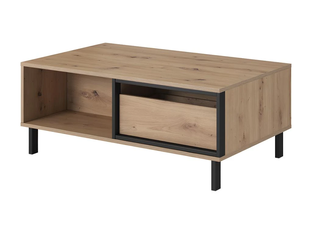 Table Basse BAYORI - 2 Tiroirs Et 1 Niche - Chêne Et Anthracite 7 Table Basse BAYORI - 2 Tiroirs Et 1 Niche - Chêne Et Anthracite – Image 5