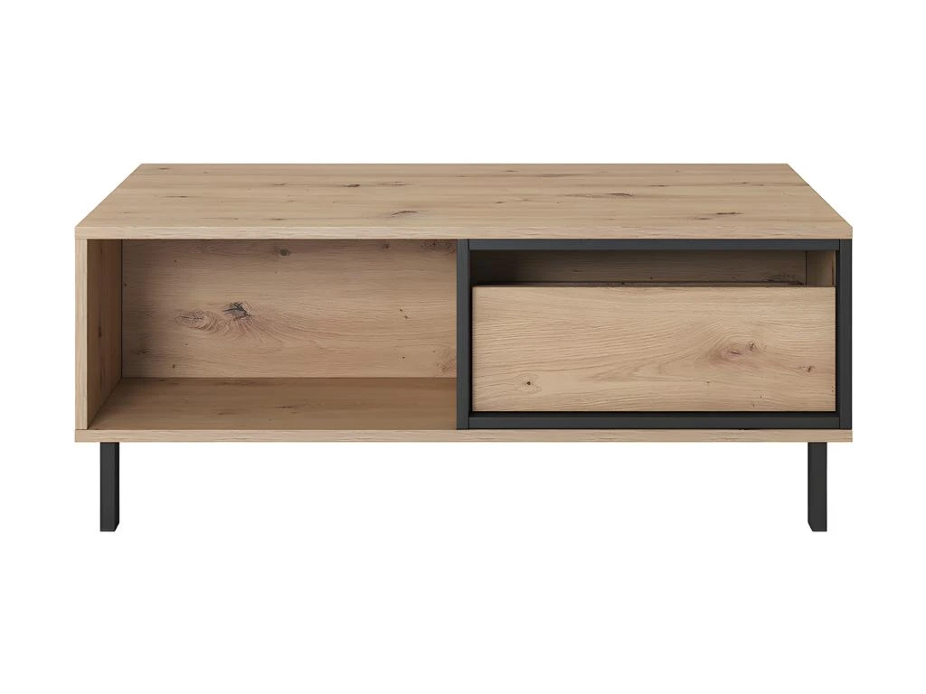 Table Basse BAYORI - 2 Tiroirs Et 1 Niche - Chêne Et Anthracite 6 Table Basse BAYORI - 2 Tiroirs Et 1 Niche - Chêne Et Anthracite – Image 4