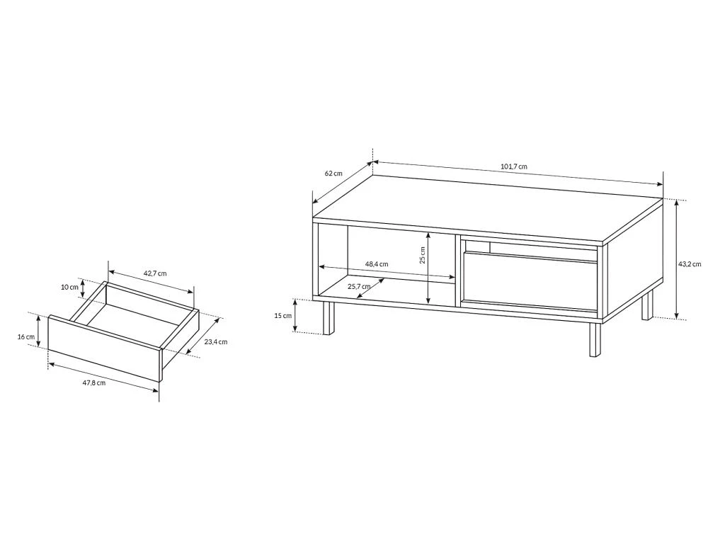 Table Basse BAYORI - 2 Tiroirs Et 1 Niche - Chêne Et Anthracite 8 Table Basse BAYORI - 2 Tiroirs Et 1 Niche - Chêne Et Anthracite – Image 6