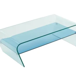Table Basse - Verre Trempé - Tablette Bleue Laquée - KELLY -Pas Cher Mobiliora Magasin table basse 493895
