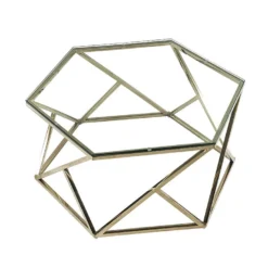 Table Basse En Verre Trempé Et Acier Inoxydable - Doré - KERIANE De Pascal MORABITO -Pas Cher Mobiliora Magasin table basse 578427