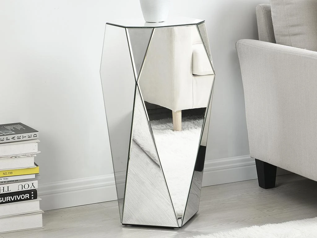 Table D'appoint En MDF Et Miroir - Coloris : Argent - SIGRID De Pascal MORABITO 4 Table D'appoint En MDF Et Miroir - Coloris : Argent - SIGRID De Pascal MORABITO – Image 2