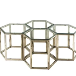 Table Basse - Verre Trempé Et Acier - Doré - GALADRIEL De Pascal MORABITO -Pas Cher Mobiliora Magasin table basse 667615