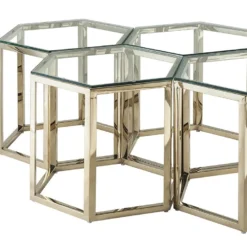 Table Basse - Verre Trempé Et Acier - Doré - GALADRIEL De Pascal MORABITO -Pas Cher Mobiliora Magasin table basse 667619