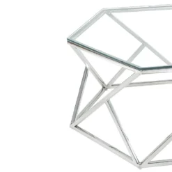 Table Basse En Verre Trempé Et Acier Inoxydable - Chrome - KERIANE De Pascal MORABITO -Pas Cher Mobiliora Magasin table basse 667641