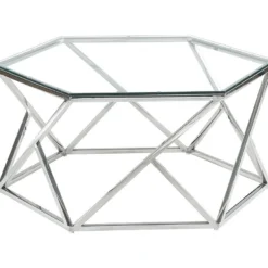 Table Basse En Verre Trempé Et Acier Inoxydable - Chrome - KERIANE De Pascal MORABITO -Pas Cher Mobiliora Magasin table basse 667651