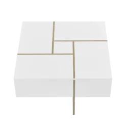 Table Basse Avec 4 Tiroirs En MDF - Naturel Et Blanc Laqué - CORLY -Pas Cher Mobiliora Magasin table basse 7168405