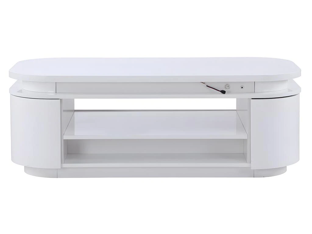 Table Basse 4 Portes Et 1 Tiroir Avec LEDs - MDF - Blanc Laqué - VANDANA 8 Table Basse 4 Portes Et 1 Tiroir Avec LEDs - MDF - Blanc Laqué - VANDANA – Image 6