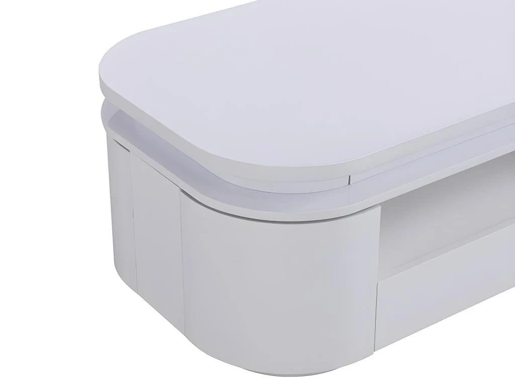 Table Basse 4 Portes Et 1 Tiroir Avec LEDs - MDF - Blanc Laqué - VANDANA 10 Table Basse 4 Portes Et 1 Tiroir Avec LEDs - MDF - Blanc Laqué - VANDANA – Image 8