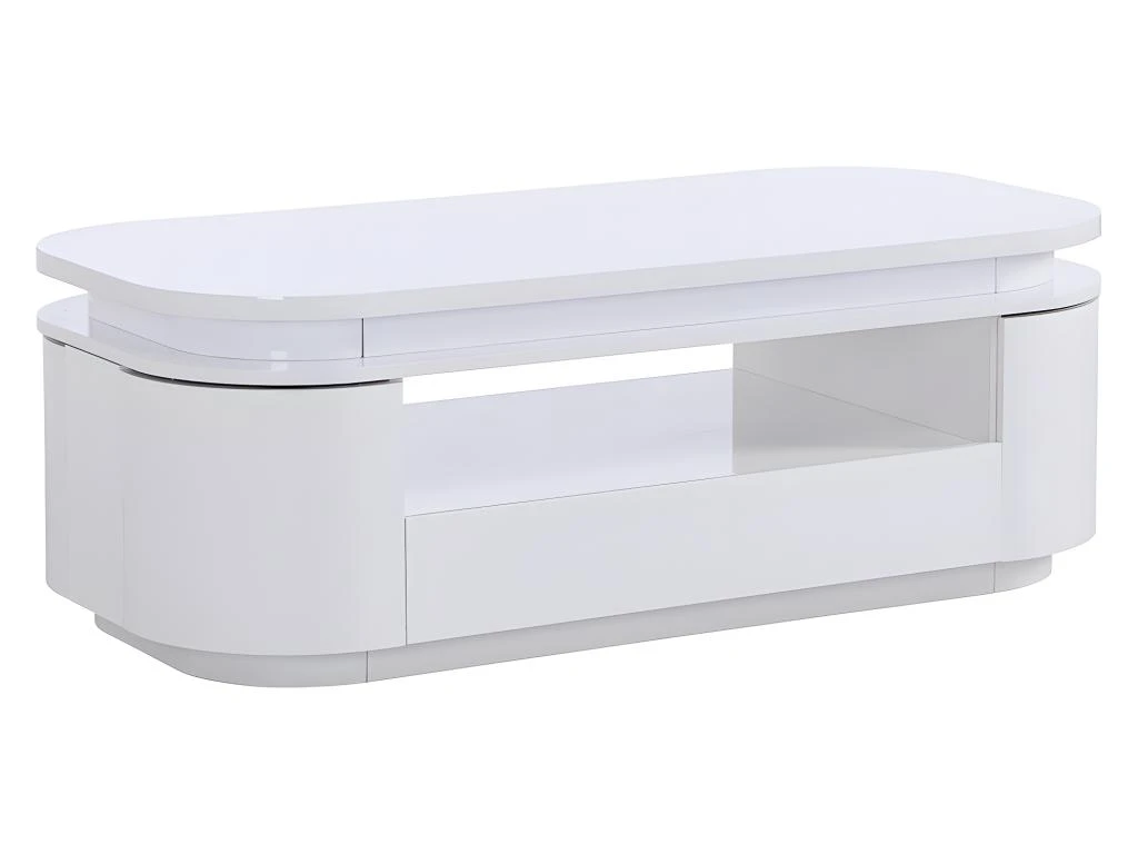 Table Basse 4 Portes Et 1 Tiroir Avec LEDs - MDF - Blanc Laqué - VANDANA 5 Table Basse 4 Portes Et 1 Tiroir Avec LEDs - MDF - Blanc Laqué - VANDANA – Image 3
