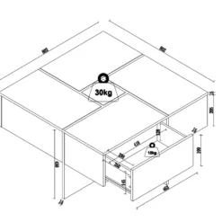 Table Basse Avec 4 Tiroirs En MDF - Naturel Et Blanc Laqué - CORLY -Pas Cher Mobiliora Magasin table basse 7257071