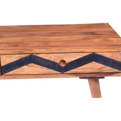 Table Basse Avec 1 Tiroir Et 1 Niche - Bois De Sheesham - Naturel Et Noir - PALONI -Pas Cher Mobiliora Magasin table basse 7258501