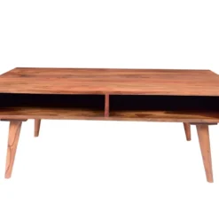 Table Basse Avec 1 Tiroir Et 1 Niche - Bois De Sheesham - Naturel Et Noir - PALONI -Pas Cher Mobiliora Magasin table basse 7258503