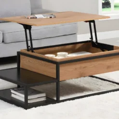 Table Basse Avec Plateau Relevable - MDF Et Métal - Naturel Et Noir - LUTESA 11 Table Basse Avec Plateau Relevable - MDF Et Métal - Naturel Et Noir - LUTESA -Pas Cher Mobiliora Magasin table basse 8212643