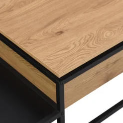 Table Basse Avec Plateau Relevable - MDF Et Métal - Naturel Et Noir - LUTESA 17 Table Basse Avec Plateau Relevable - MDF Et Métal - Naturel Et Noir - LUTESA -Pas Cher Mobiliora Magasin table basse 8212647