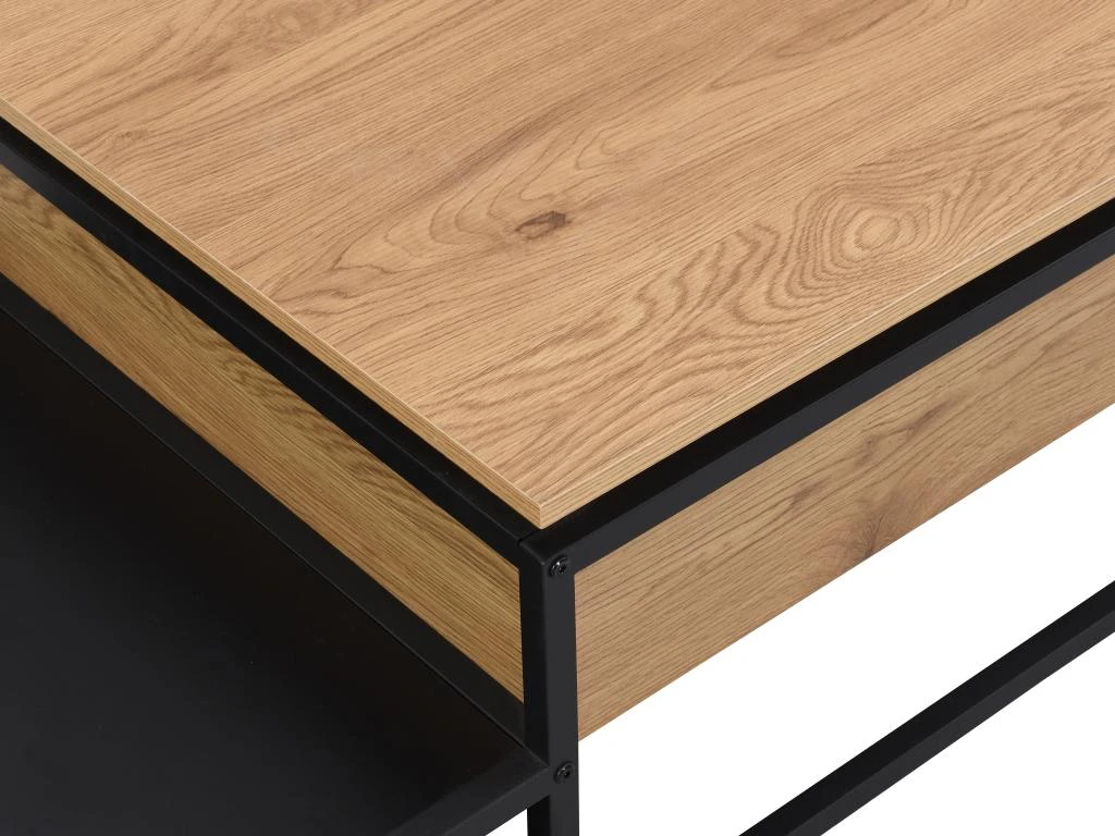 Table Basse Avec Plateau Relevable - MDF Et Métal - Naturel Et Noir - LUTESA 10 Table Basse Avec Plateau Relevable - MDF Et Métal - Naturel Et Noir - LUTESA – Image 8