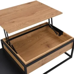 Table Basse Avec Plateau Relevable - MDF Et Métal - Naturel Et Noir - LUTESA 15 Table Basse Avec Plateau Relevable - MDF Et Métal - Naturel Et Noir - LUTESA -Pas Cher Mobiliora Magasin table basse 8212651