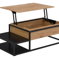 Table Basse Avec Plateau Relevable - MDF Et Métal - Naturel Et Noir - LUTESA 14 Table Basse Avec Plateau Relevable - MDF Et Métal - Naturel Et Noir - LUTESA -Pas Cher Mobiliora Magasin table basse 8212653