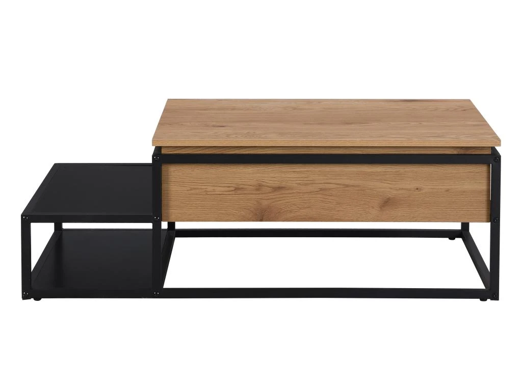 Table Basse Avec Plateau Relevable - MDF Et Métal - Naturel Et Noir - LUTESA 6 Table Basse Avec Plateau Relevable - MDF Et Métal - Naturel Et Noir - LUTESA – Image 4
