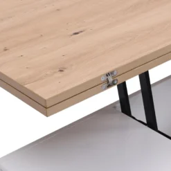 Table Basse Extensible Avec 2 Plateaux Relevables Et 2 Tiroirs - MDF Et Métal - Naturel Et Blanc Laqué - SILIAM 22 Table Basse Extensible Avec 2 Plateaux Relevables Et 2 Tiroirs - MDF Et Métal - Naturel Et Blanc Laqué - SILIAM -Pas Cher Mobiliora Magasin table basse 8212707