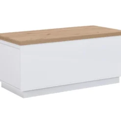 Table Basse Extensible Avec 2 Plateaux Relevables Et 2 Tiroirs - MDF Et Métal - Naturel Et Blanc Laqué - SILIAM 17 Table Basse Extensible Avec 2 Plateaux Relevables Et 2 Tiroirs - MDF Et Métal - Naturel Et Blanc Laqué - SILIAM -Pas Cher Mobiliora Magasin table basse 8212715