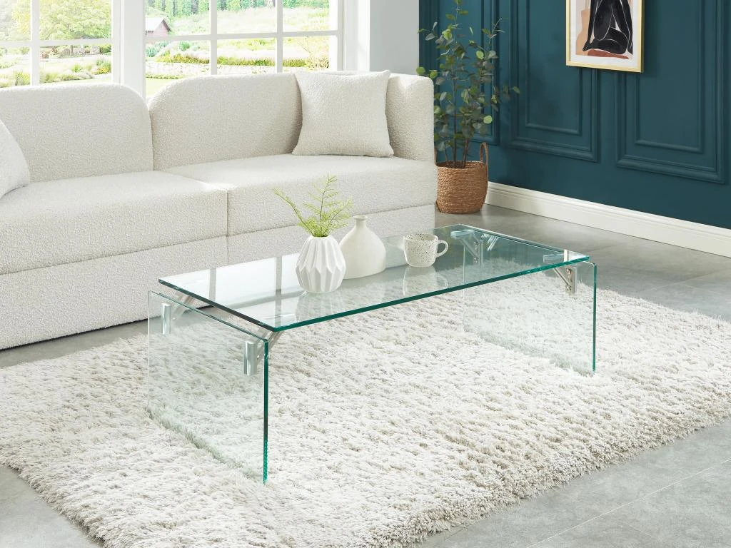 Table Basse En Verre Trempé - Transparent - MADRO 3 Table Basse En Verre Trempé - Transparent - MADRO