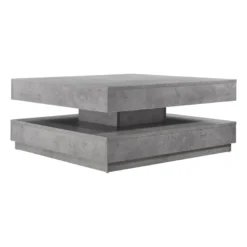 Table Basse Avec Plateau Tournant 76 X 76 Cm Bois Gris Béton 03_0004128