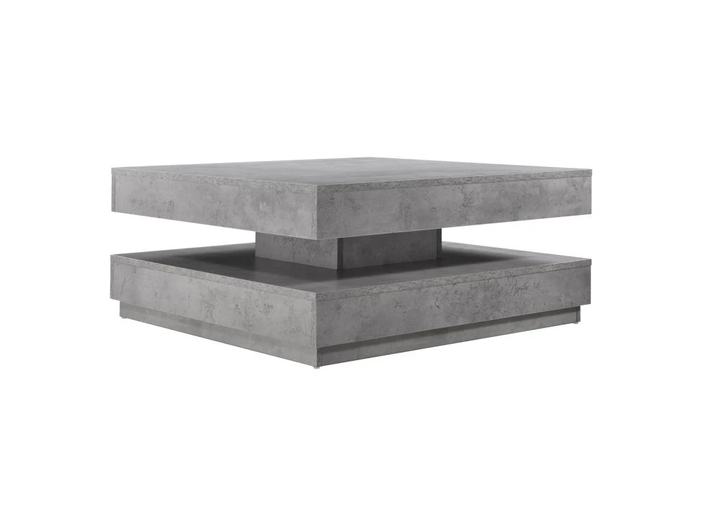 Table Basse Avec Plateau Tournant 76 X 76 Cm Bois Gris Béton 03_0004128 3 Table Basse Avec Plateau Tournant 76 X 76 Cm Bois Gris Béton 03_0004128