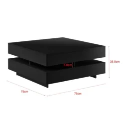 Table Basse De Salon élégante Stylée Avec 4 Compartiments De Rangement Stockage 75 X 75 X 35,5 Cm Panneau De Particules Mélaminé De 15 Mm Noir 03_0006142