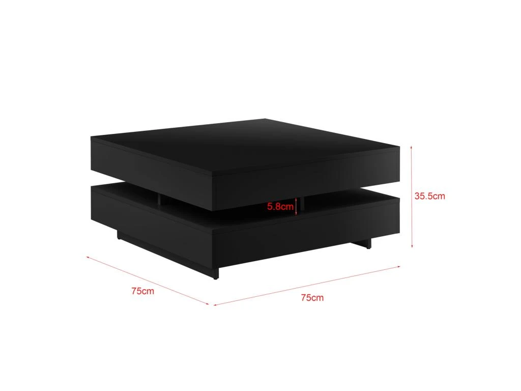Table Basse De Salon élégante Stylée Avec 4 Compartiments De Rangement Stockage 75 X 75 X 35,5 Cm Panneau De Particules Mélaminé De 15 Mm Noir 03_0006142 3 Table Basse De Salon élégante Stylée Avec 4 Compartiments De Rangement Stockage 75 X 75 X 35,5 Cm Panneau De Particules Mélaminé De 15 Mm Noir 03_0006142