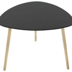 Table à Café En Bois Noir Et Pieds En Bois D'Hévéa