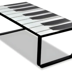 Table Basse De Salon Salle Ă Manger Design Verre Musique Piano 90 X 45 Cm Noir 0902026