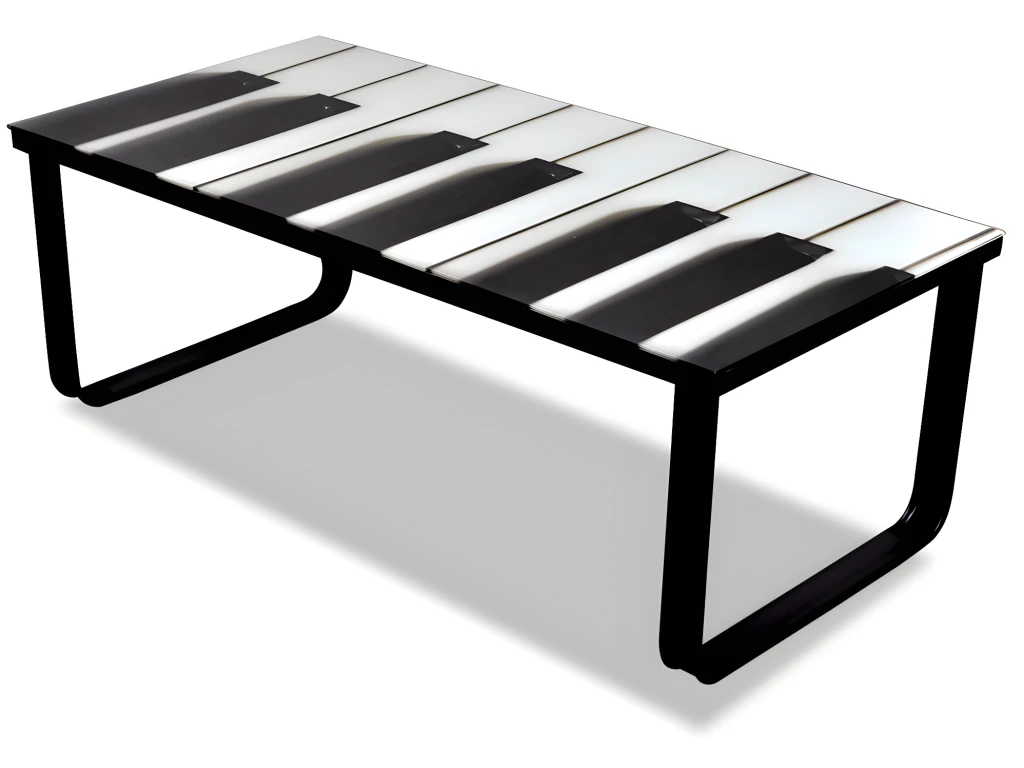 Table Basse De Salon Salle à Manger Design Verre Musique Piano 90 X 45 Cm Noir 0902026 6 Table Basse De Salon Salle à Manger Design Verre Musique Piano 90 X 45 Cm Noir 0902026 – Image 4