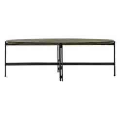 Table Basse Ovale En Bois D'acacia Cendré Avec Piètement Métal - KUBI -Pas Cher Mobiliora Magasin table basse 8931167