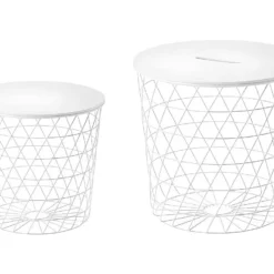 2 Tables Basses Gigognes Rondes Métal Blanc - Evy