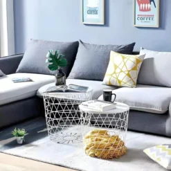 2 Tables Basses Gigognes Rondes Métal Blanc - Evy -Pas Cher Mobiliora Magasin table basse 8932183