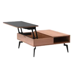 RENO - Table Basse Relevable Effet Chêne Et Céramique