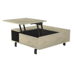 YUMA - Table Basse Relevable Carrée Industrielle Effet Chêne -Pas Cher Mobiliora Magasin table basse 9142381