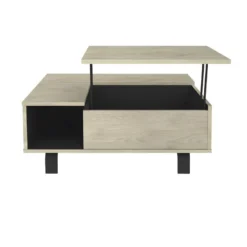 YUMA - Table Basse Relevable Carrée Industrielle Effet Chêne -Pas Cher Mobiliora Magasin table basse 9142385
