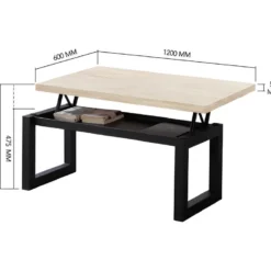MATIKA - Table Basse Relevable Bois Et Acier Blanc L120 -Pas Cher Mobiliora Magasin table basse 9142401