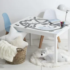 Table Pour Enfant En Bois Blanc Et Gris H 48 Cm -Pas Cher Mobiliora Magasin table basse 9165633