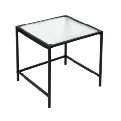 GLASSI - Tables Gigognes Noires Plateau En Verre Texturé -Pas Cher Mobiliora Magasin table basse 9172213