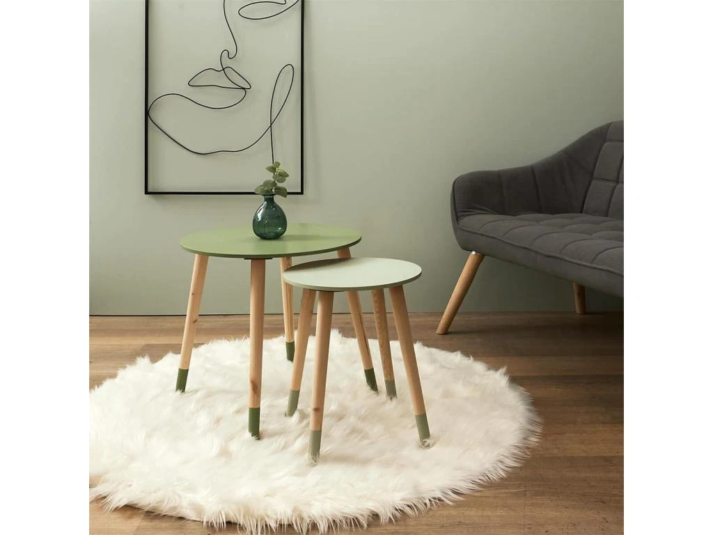 PONY - Tables Gigognes Scandinaves Bicolores Vertes 5 PONY - Tables Gigognes Scandinaves Bicolores Vertes – Image 3