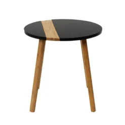 TRAZEN - Lot De 2 Tables Gigognes Noires Et Relief Bambou -Pas Cher Mobiliora Magasin table basse 9172275