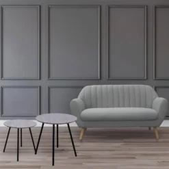 GRACY - Lot De 2 Tables Gigognes Plateaux Effet Granit Gris -Pas Cher Mobiliora Magasin table basse 9172281